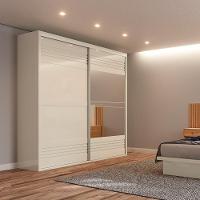 Guarda Roupa Casal Com Espelho 223cm 2 Portas 100% Mdf Tw602e Off White - Dalla Costa - 2