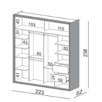 Guarda Roupa Casal Com Espelho 223cm 2 Portas 100% Mdf Tw602e Off White - Dalla Costa - 4
