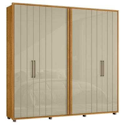 Guarda Roupa Casal Vibe Z10 6 Portas de Bater 4 Gavetas Opala-Cumaru MDF Mpozenato