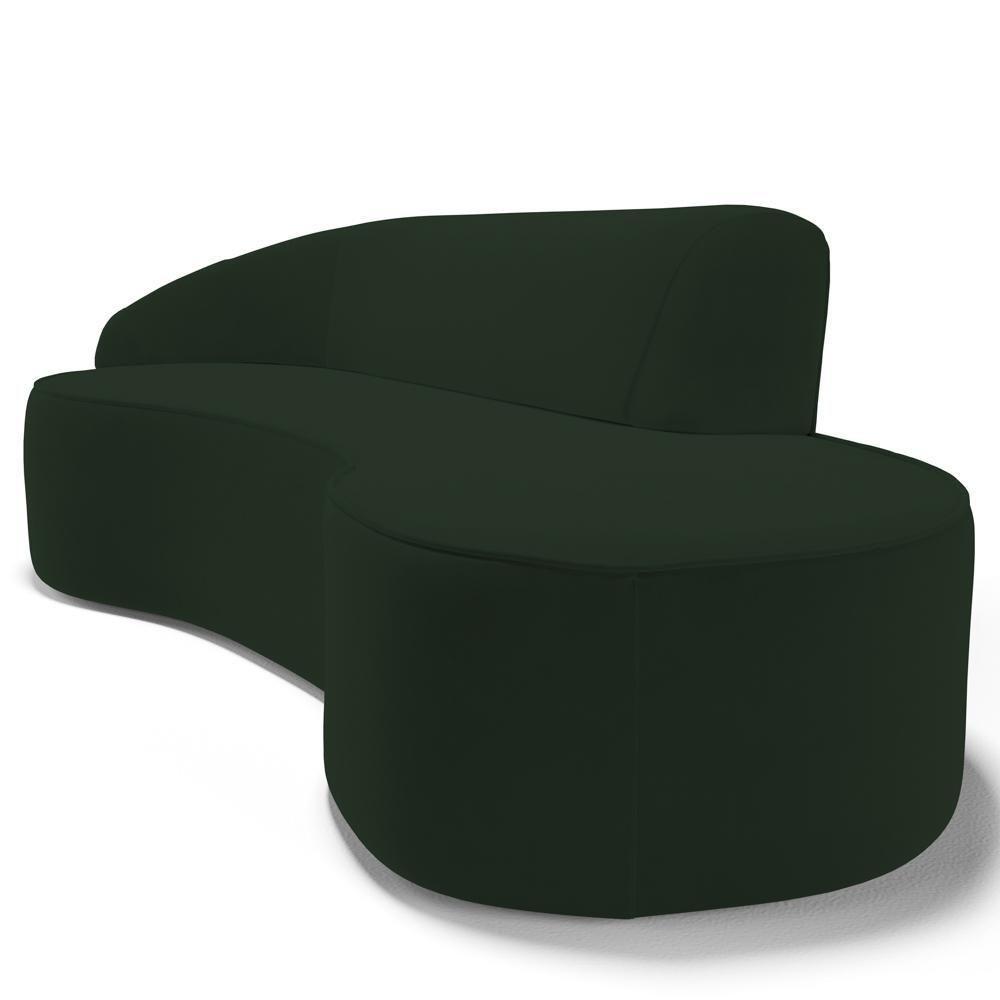 Sofá Living 2 Lugares 180cm Braço Esquerdo Mozart D06 Veludo Verde - Mpozenato - 5