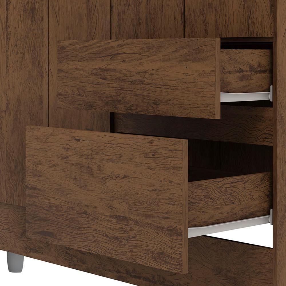 Guarda Roupa Solteiro 103cm Com Espelho Mayra Imbuia Rústico V02 - Mpozenato - 9