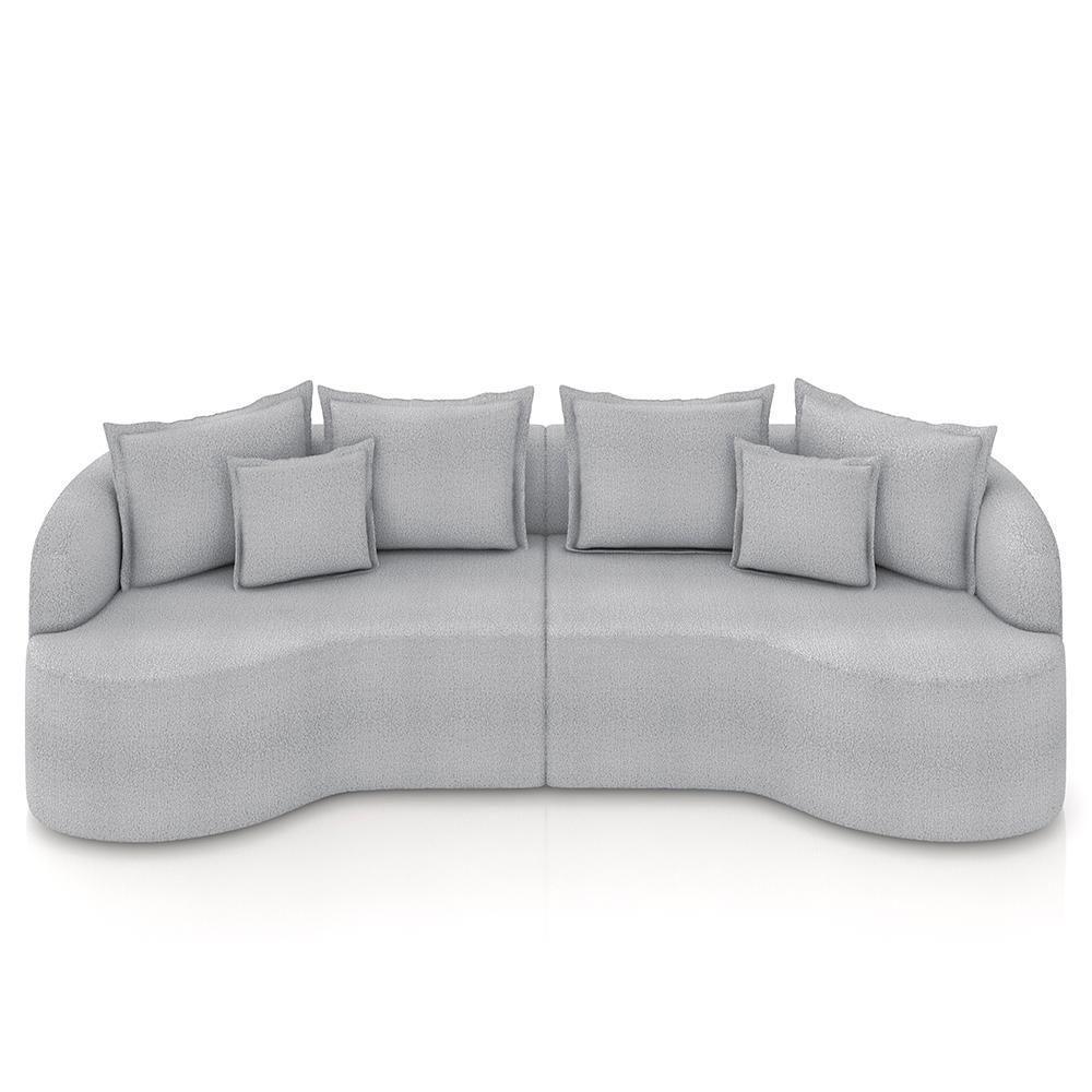 Sofá 4 Lugares 290cm Orgânico Quito Z08 Boucle Cinza - Mpozenato - 5