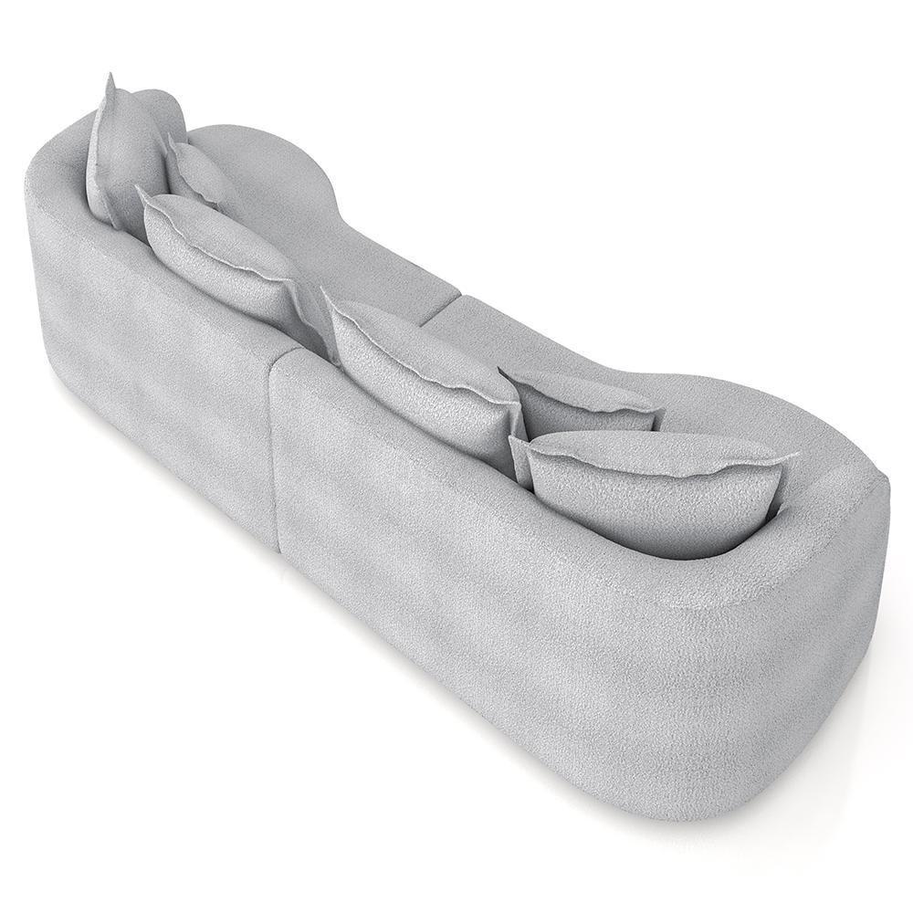 Sofá 4 Lugares 290cm Orgânico Quito Z08 Boucle Cinza - Mpozenato - 7