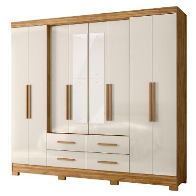 Guarda Roupa Casal Archi Freijó-Off Z17 8 Portas Bater 4 Gavetas Freijó-Off White