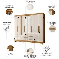 Guarda Roupa Casal 237cm Com Espelho Archi Freijó/off Z17 - Mpozenato - 3