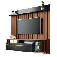 Painel Tv 55 Pol 160cm Bancada Suspensa Self Preto/castanho - Hb Móveis - 2