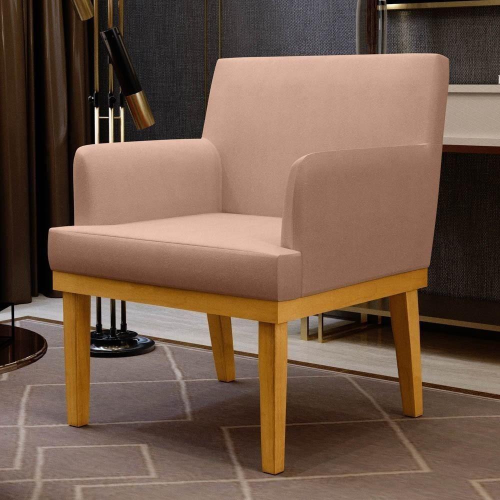 Kit 2 Poltronas Decorativas Vitória W01 Linho Rosê - Mpozenato - 2
