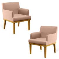 Kit 2 Poltronas Decorativas Vitória W01 Linho Rosê - Mpozenato - 1