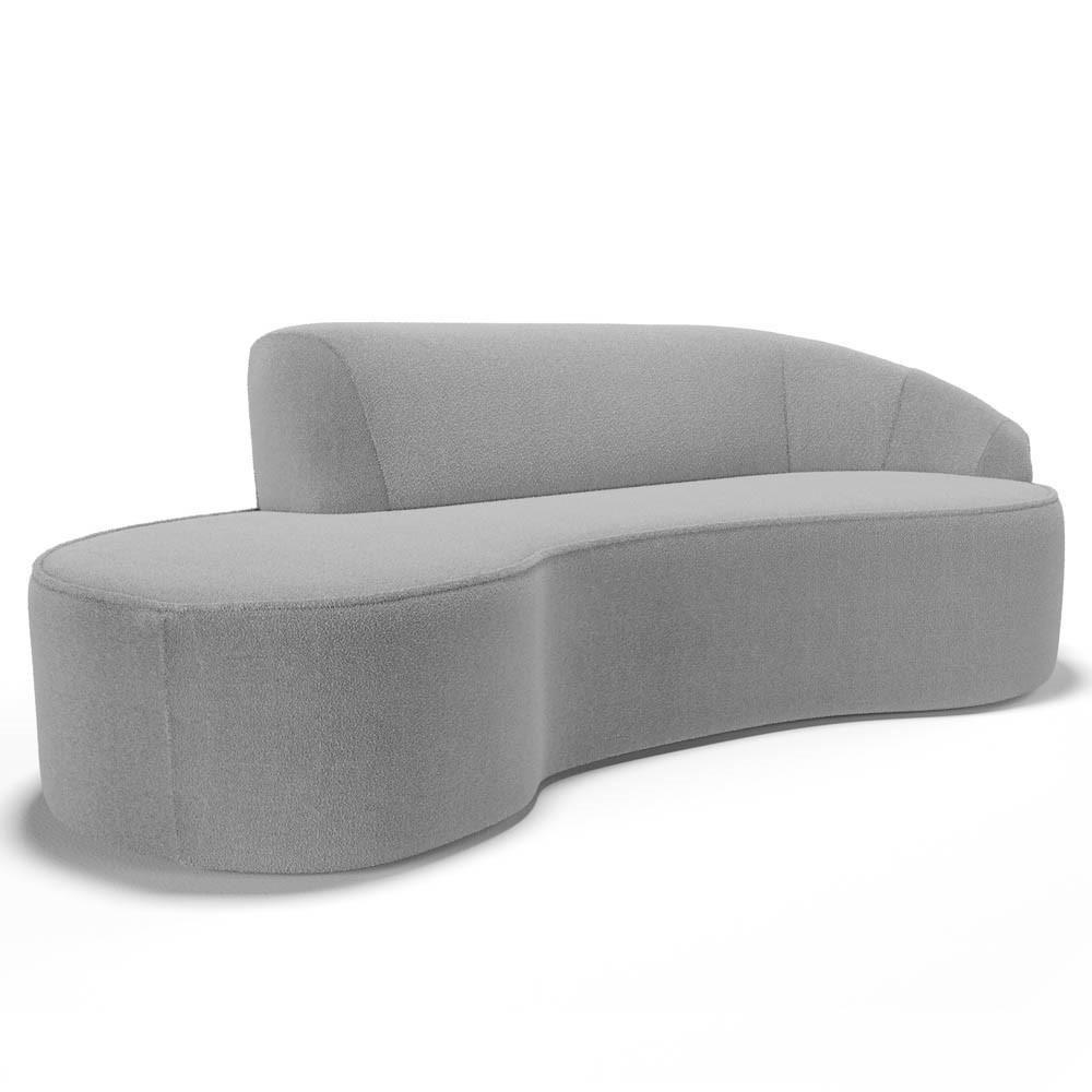 Sofá Living 4 Lugares 280cm Braço Direito Mozart D06 Bouclê Cinza - Mpozenato - 1