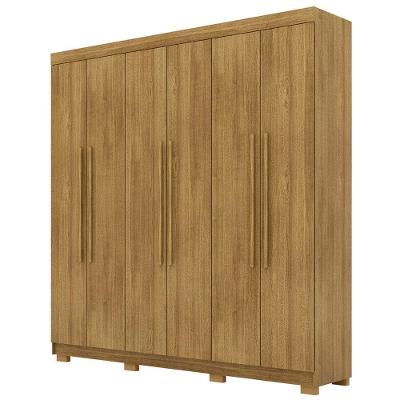 Guarda Roupa Casal Bolty Nature V02 6 Portas de Bater 2 Gavetas Nature MDF Mpozenato