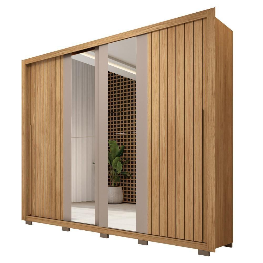 Guarda Roupa Casal 2 Portas De Correr Com Espelho Moviment Buriti/fendi - Caemmun - 1