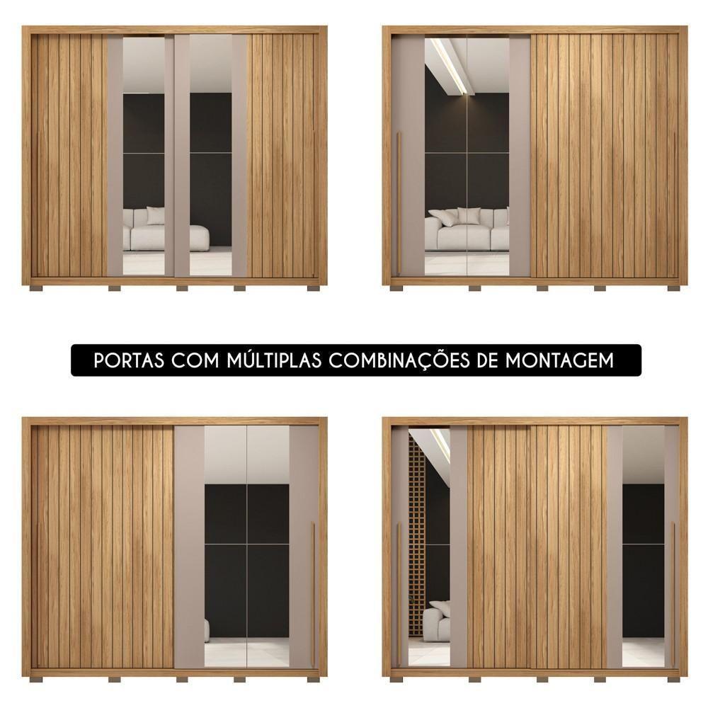 Guarda Roupa Casal 2 Portas De Correr Com Espelho Moviment Buriti/fendi - Caemmun - 5