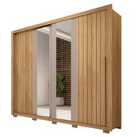 Guarda Roupa Casal 2 Portas De Correr Com Espelho Moviment Buriti/fendi - Caemmun - 1