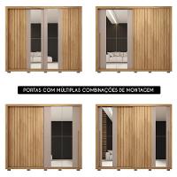 Guarda Roupa Casal 2 Portas De Correr Com Espelho Moviment Buriti/fendi - Caemmun - 5