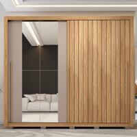 Guarda Roupa Casal 2 Portas De Correr Com Espelho Moviment Buriti/fendi - Caemmun - 7