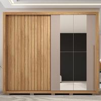 Guarda Roupa Casal 2 Portas De Correr Com Espelho Moviment Buriti/fendi - Caemmun - 8