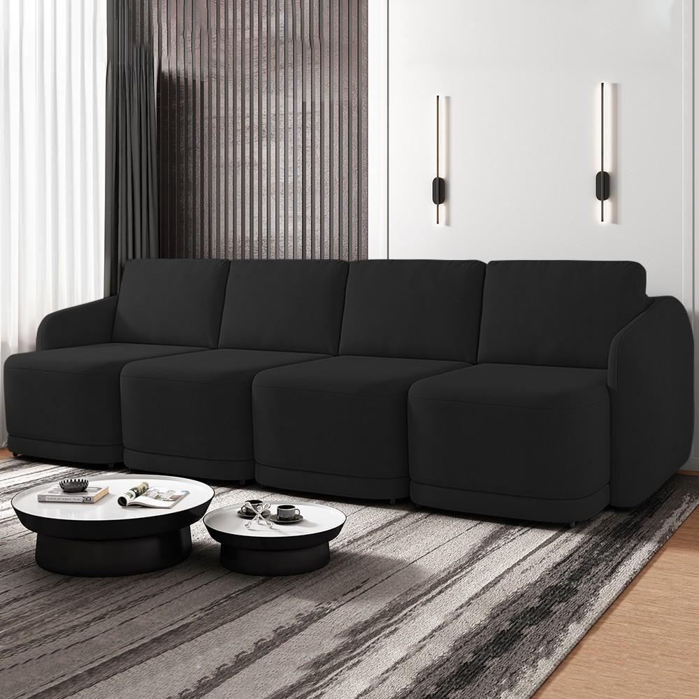 Sofá Cama Casal Para Sala 436cm Polska Z08 Veludo Preto - Mpozenato - 2