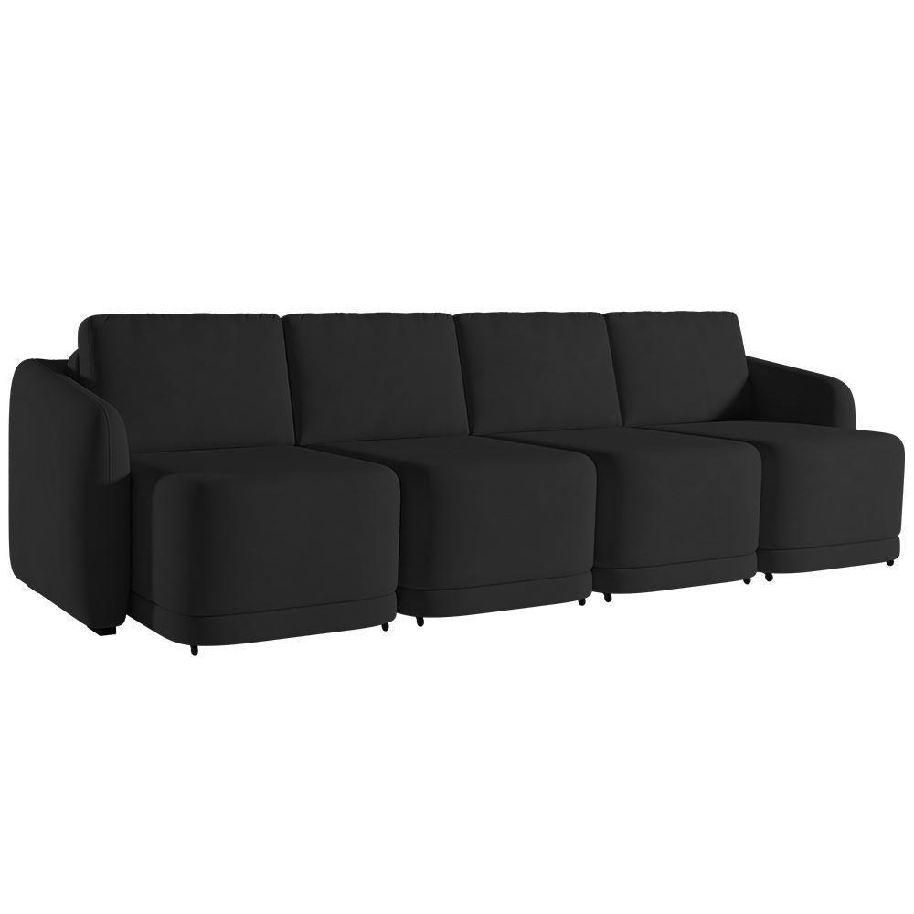 Sofá Cama Casal Para Sala 436cm Polska Z08 Veludo Preto - Mpozenato - 9