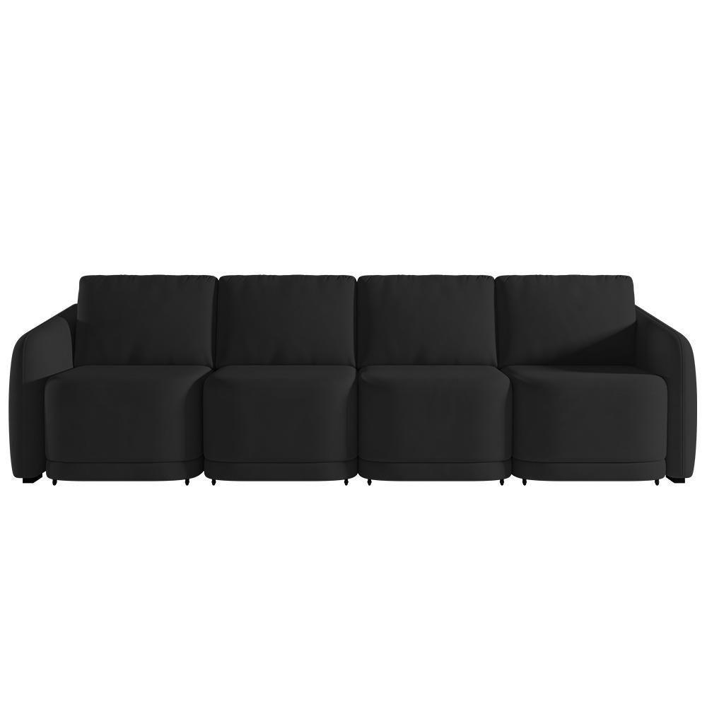 Sofá Cama Casal Para Sala 436cm Polska Z08 Veludo Preto - Mpozenato - 10
