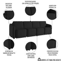 Sofá Cama Casal Para Sala 436cm Polska Z08 Veludo Preto - Mpozenato - 3