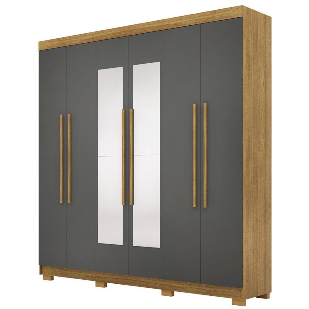 Guarda Roupa Casal 218cm Com Espelho Bolty Nature/alasca V02 - Mpozenato - 1