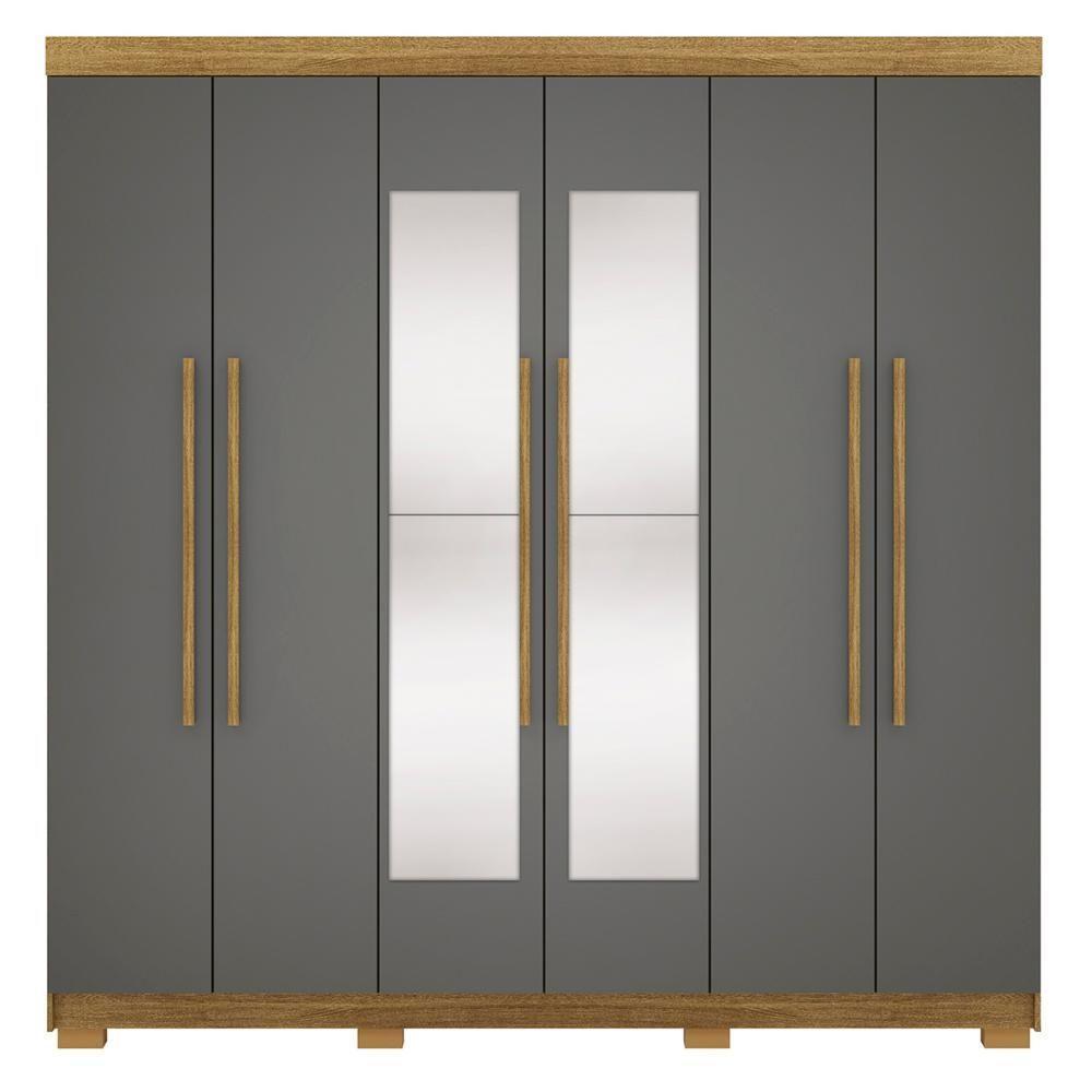 Guarda Roupa Casal 218cm Com Espelho Bolty Nature/alasca V02 - Mpozenato - 6