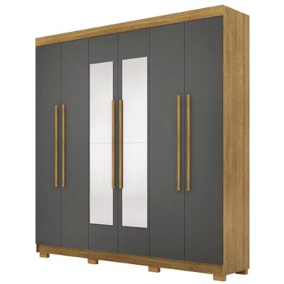Guarda Roupa Casal 218cm Com Espelho Bolty Nature/alasca V02 - Mpozenato
