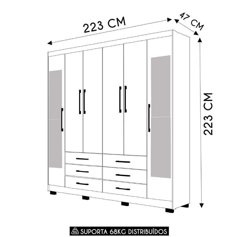 Guarda Roupa Casal 223cm Com Espelho Rick Nature/champanhe V02 - Mpozenato - 4