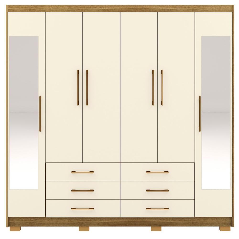 Guarda Roupa Casal 223cm Com Espelho Rick Nature/champanhe V02 - Mpozenato - 6
