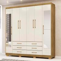 Guarda Roupa Casal 223cm Com Espelho Rick Nature/champanhe V02 - Mpozenato - 2