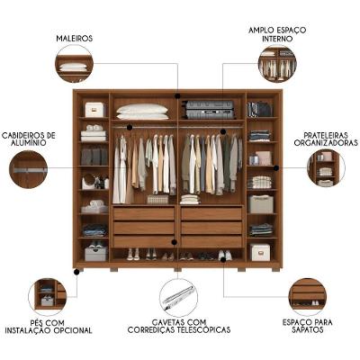 Guarda Roupa Casal Octavius Freij 6 Portas Convencional 6 Gavetas off White MDF