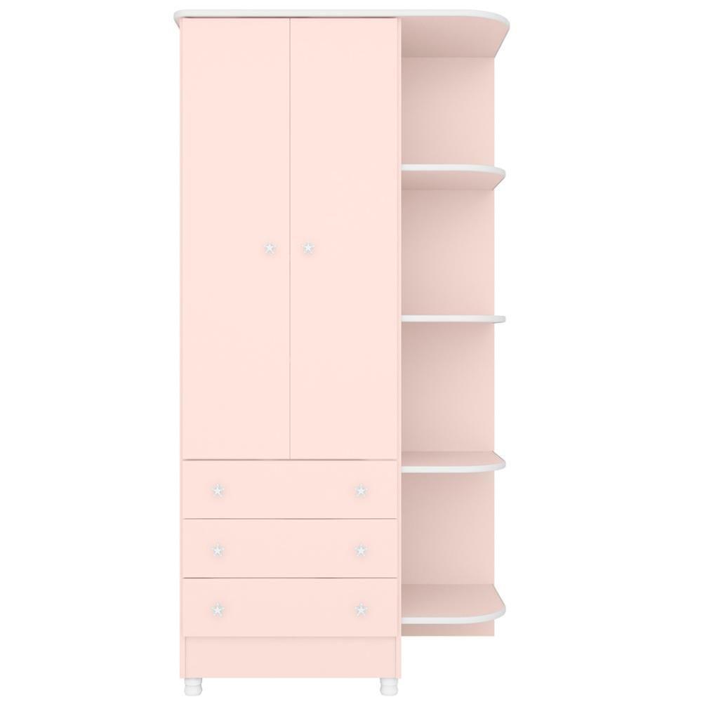 Guarda Roupa Infantil Com Cantoneira Doce Sonho Rosa - Qmovi - 7
