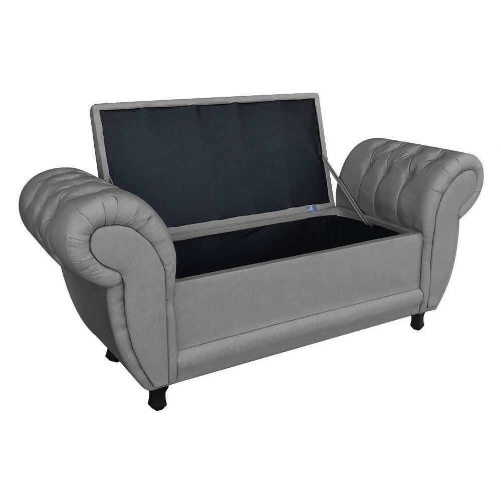 Recamier Baú Grécia 1,40 M Linho D'rossi Cor Grafite A26 - 1