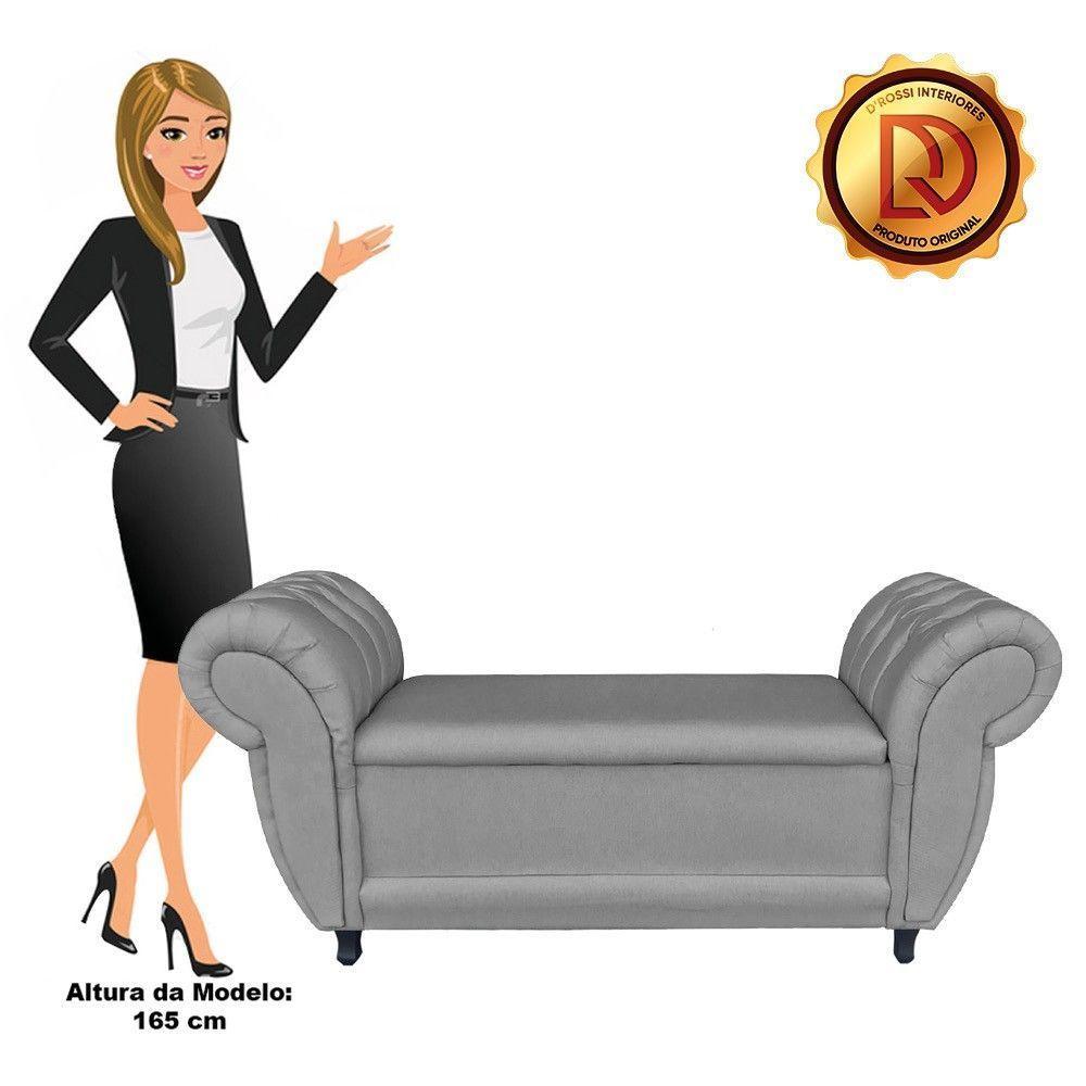 Recamier Baú Grécia 1,40 M Linho D'rossi Cor Grafite A26 - 4