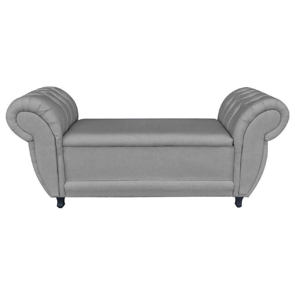 Recamier Baú Grécia 1,40 M Linho D'rossi Cor Grafite A26 - 9