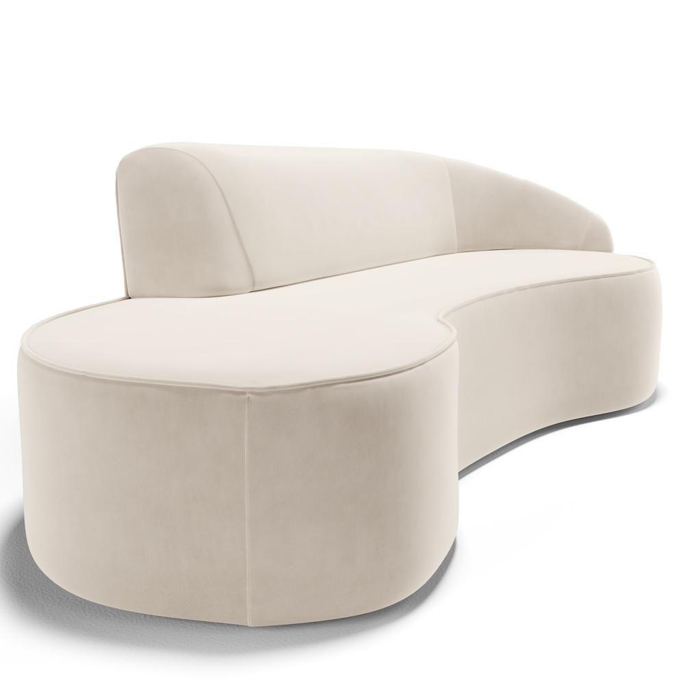 Sofá Living 3 Lugares 260cm Braço Direito Mozart D06 Veludo Bege - Mpozenato - 5