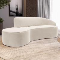 Sofá Living 3 Lugares 260cm Braço Direito Mozart D06 Veludo Bege - Mpozenato - 2