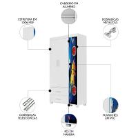 Guarda Roupa Infantil 89cm Com 3 Portas Carro Azul Z53 - Mpozenato - 3