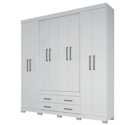 Guarda Roupa Casal Nápoles 8.4 8 Portas 4 Gavetas Branco MDP MDF Santos Andirá
