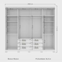 Guarda Roupa Casal 8 Portas 4 Gavetas Nápoles 8.4 Branco - Santos Andirá - 4