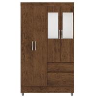 Guarda Roupa Solteiro 103cm Com Espelho Ideal Imbuia Rústico - Vila Rica - 6