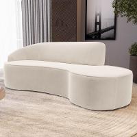 Sofá Living 2 Lugares 180cm Braço Esquerdo Mozart D06 Veludo Bege - Mpozenato - 2