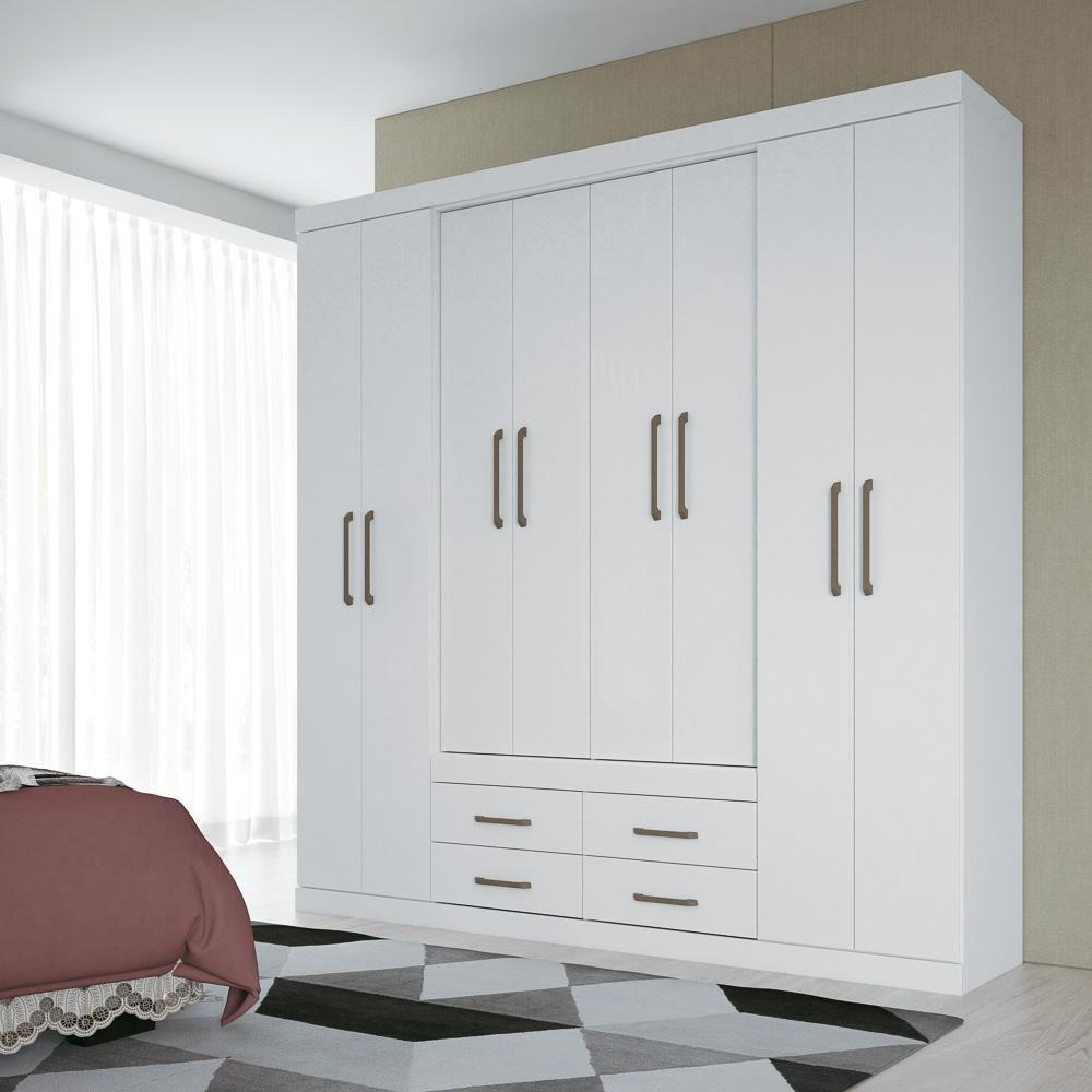 Guarda Roupa Casal 8 Portas 4 Gavetas Nápoles Branco - Santos Andirá - 2