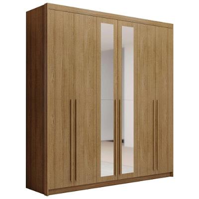 Guarda Roupa Casal 6 Portas Com Espelho 230cm Dubai Nature - Vila Rica