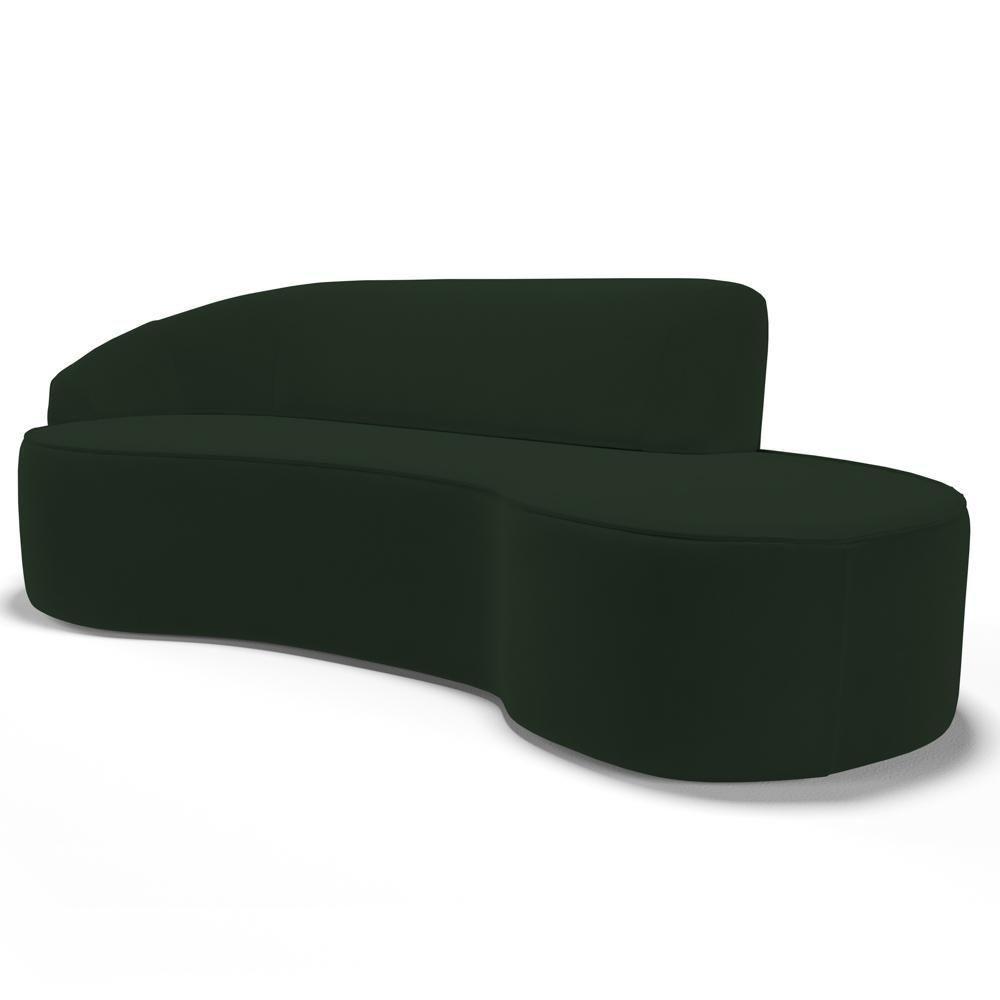 Sofá Living 4 Lugares 300cm Braço Esquerdo Mozart D06 Veludo Verde - Mpozenato - 1