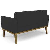 Sofá Namoradeira E 1 Poltrona Base Madeira Castanho Ana Veludo Preto - Ibiza - 9