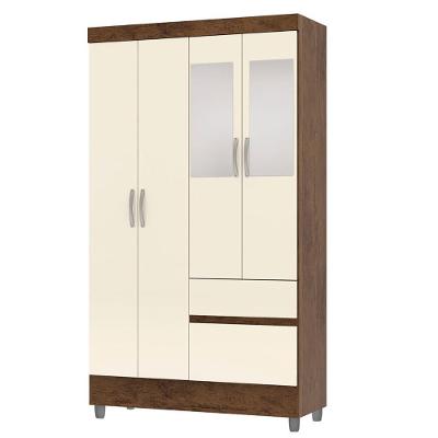 Guarda Roupa Solteiro 103cm Com Espelho Mayra Imbuia/champanhe V02 - Mpozenato
