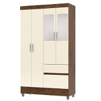 Guarda Roupa Solteiro 103cm Com Espelho Mayra Imbuia/champanhe V02 - Mpozenato - 1