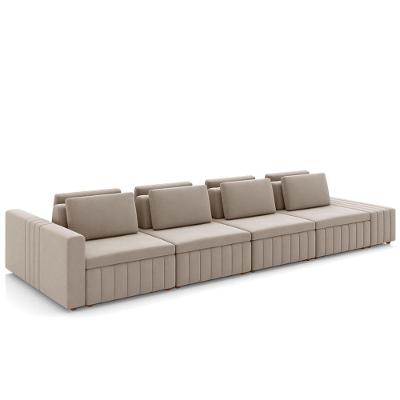 Sofá Ilha E Puff Sala Living 465cm Siesta M22 Veludo Bege - Mpozenato