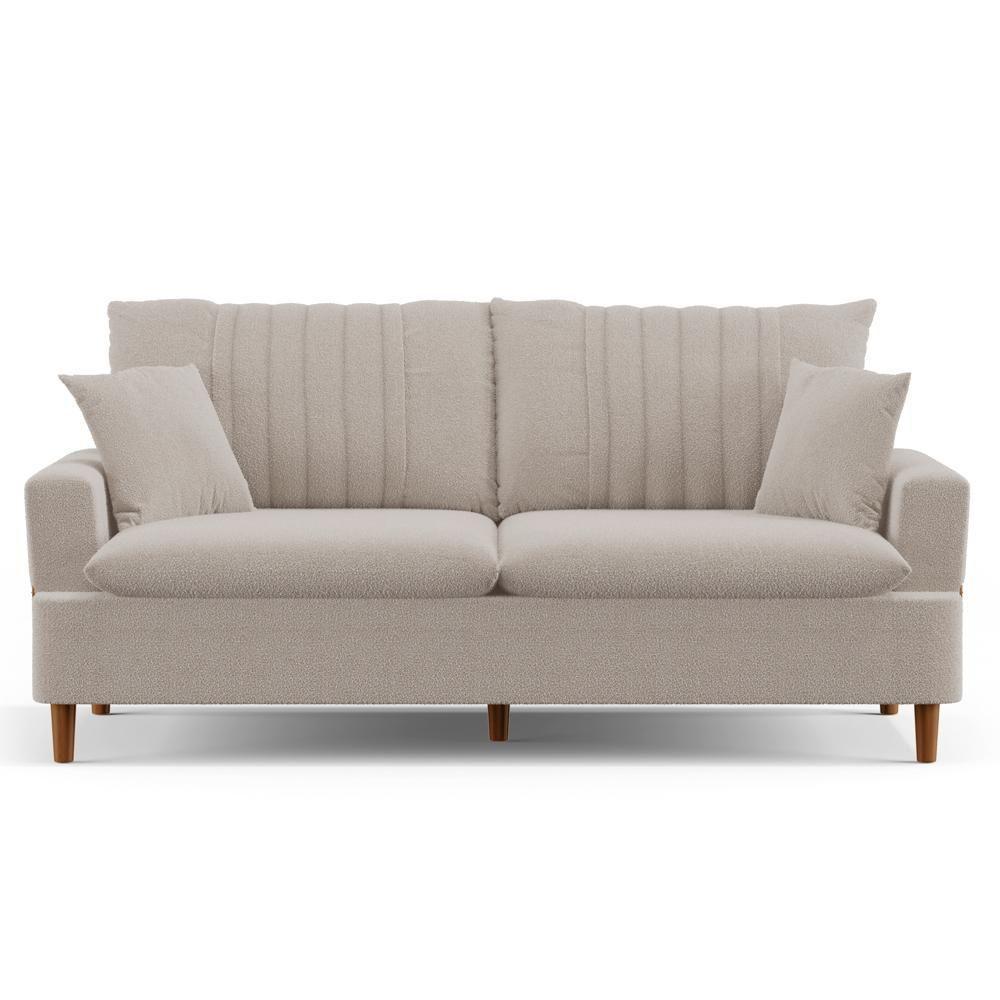 Sofá Living 2 Lugares 160cm Com Almofadas Veras D05 Boucle Bege - Mpozenato - 5